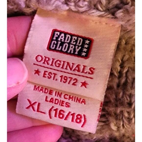 Vintage Y2K American Eagle Xl Chunky Cable Knit Hooded Sweater Driftwood Maple - Picture 4 of 16